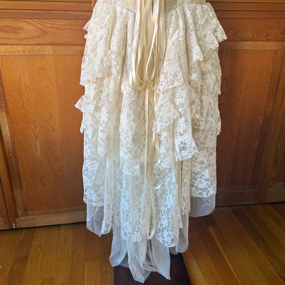 Burleska Gothic Victorian Renaissance Cream Taffeta Lace Corset Dress - Picture 11 of 11